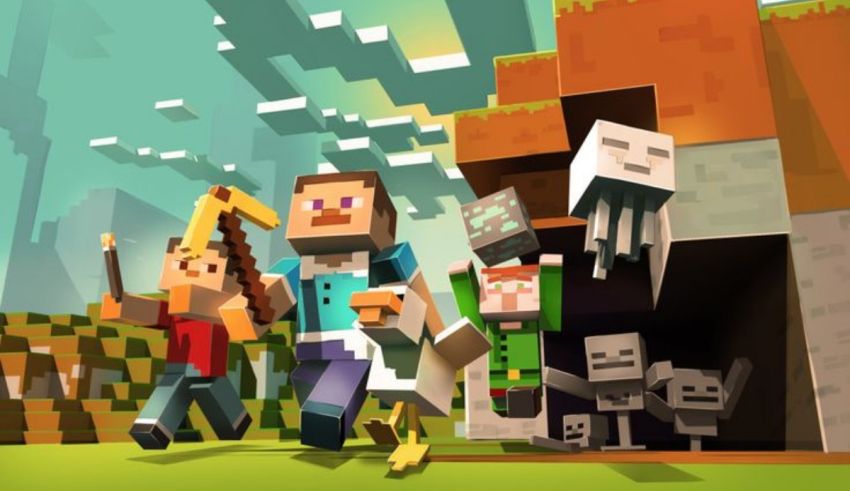 A group of people in a minecraft game.