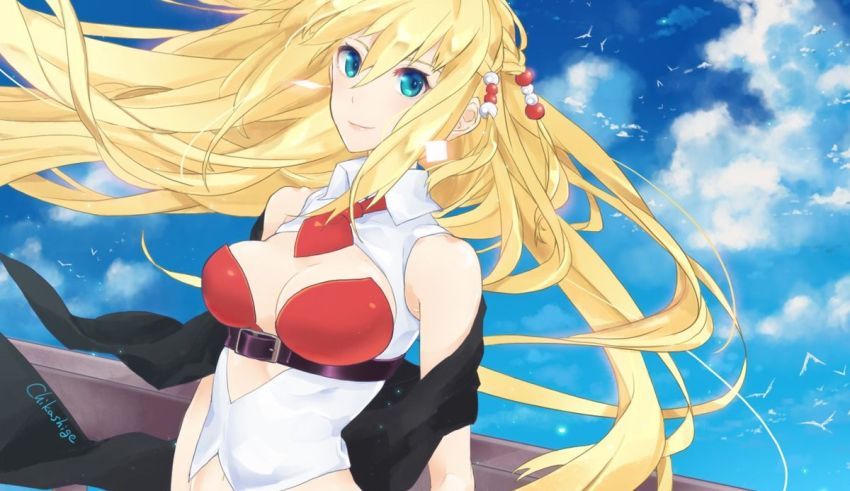 An anime girl with long blonde hair.