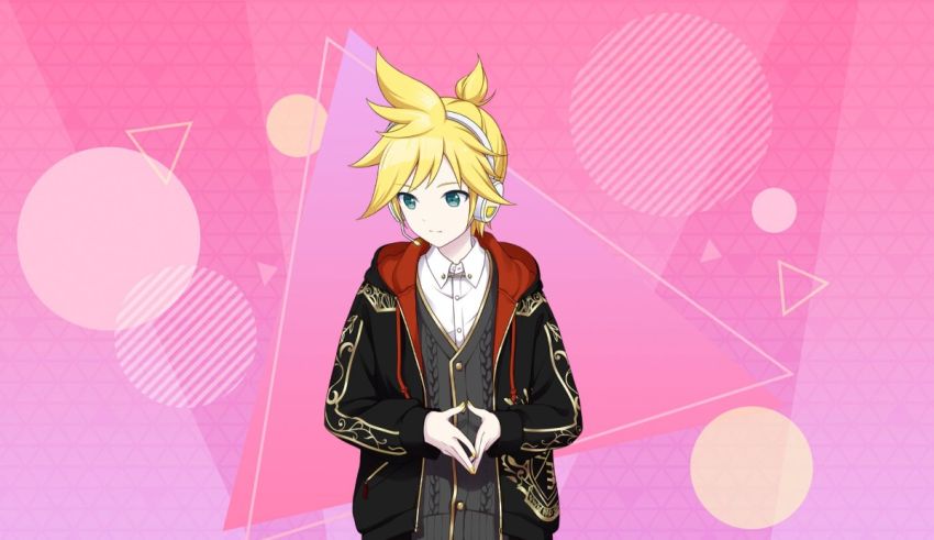 An anime character with blonde hair and a jacket.