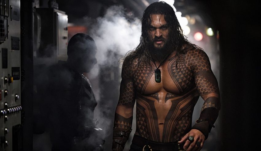 Aquaman is standing in a tunnel with smoke coming out of his mouth.