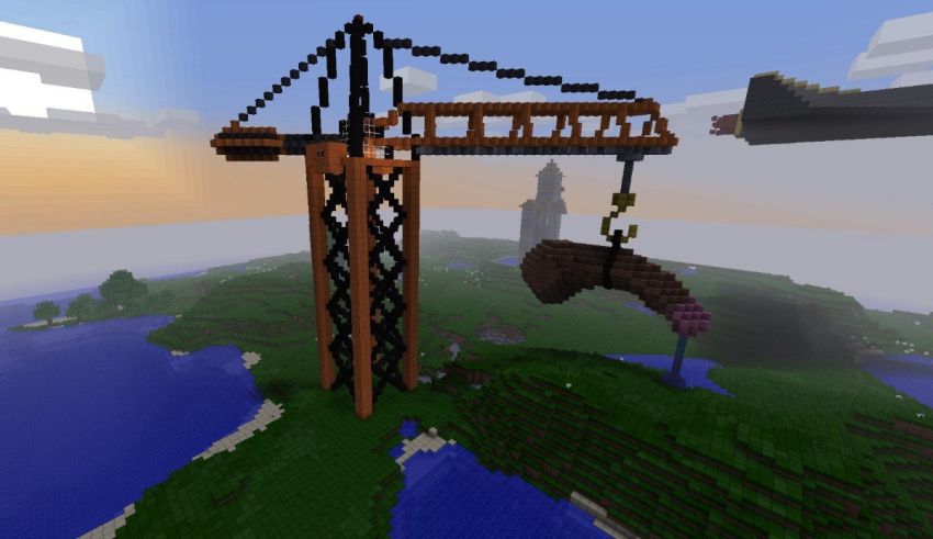 A picture of a crane in minecraft.