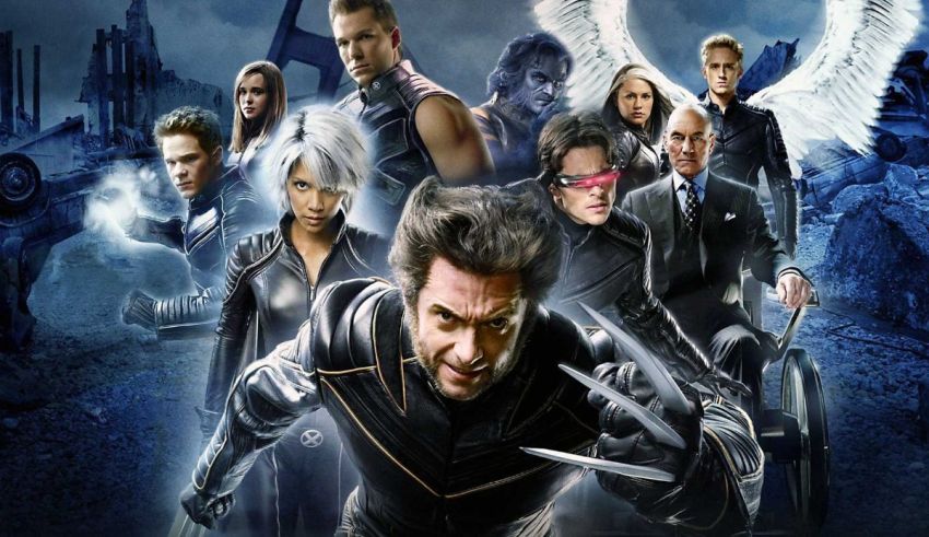 The x - men movie poster with many characters.