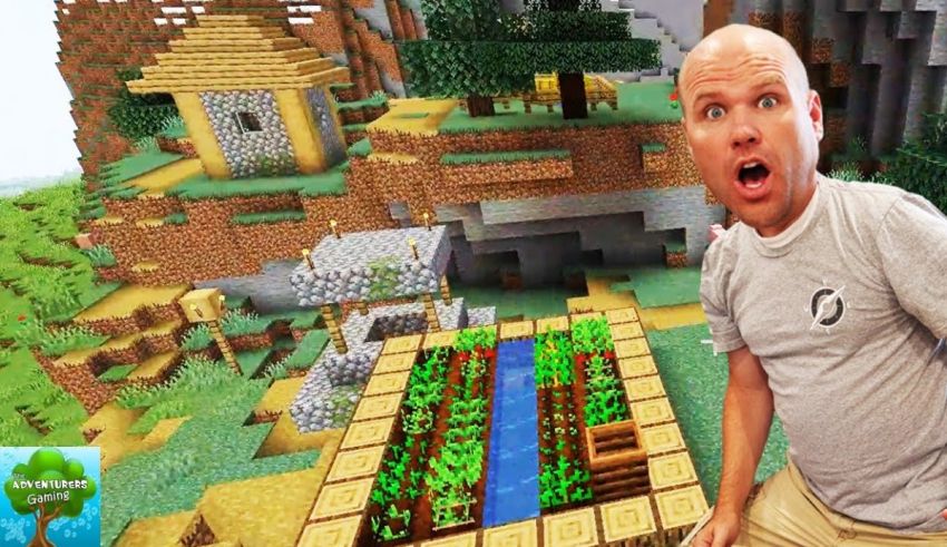 A man is standing in front of a minecraft garden.