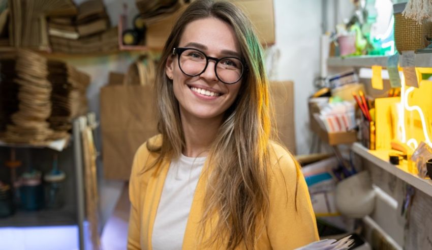 A woman smiling at camera.