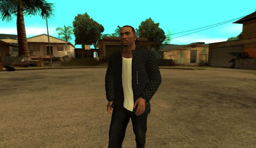 A man standing in a street in gta san andreas.