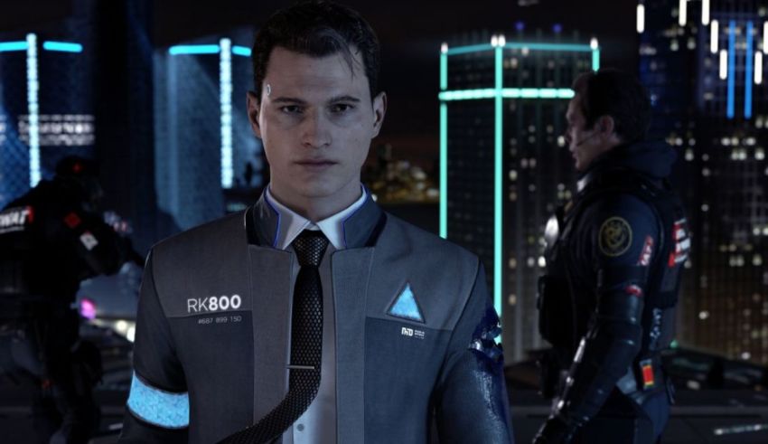 A man in a suit is standing in front of a city.