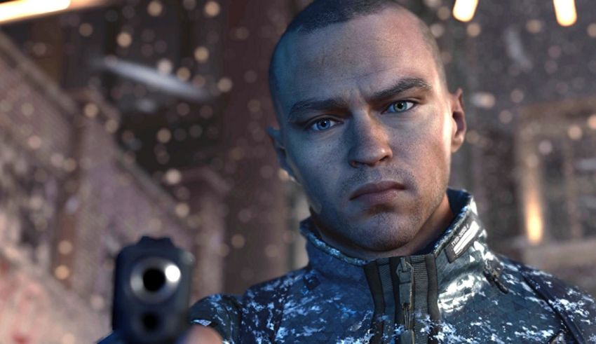 A man holding a gun in a video game.
