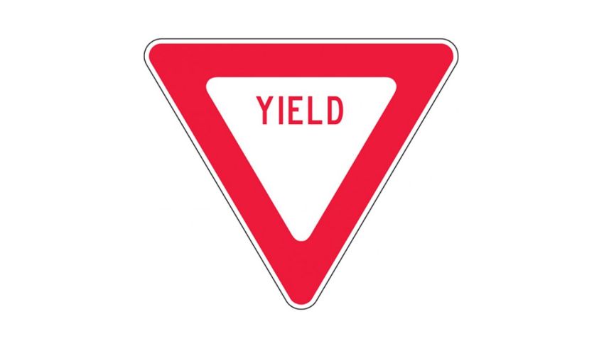 A red and white yield sign on a white background.