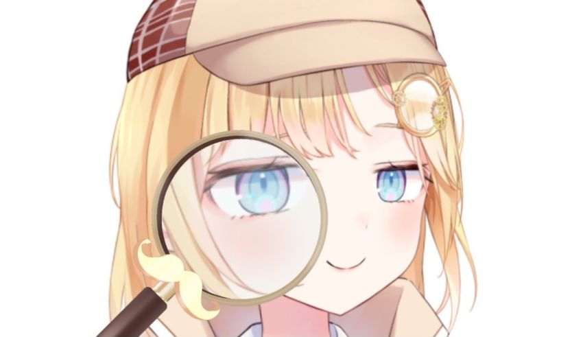 An anime girl holding a magnifying glass.