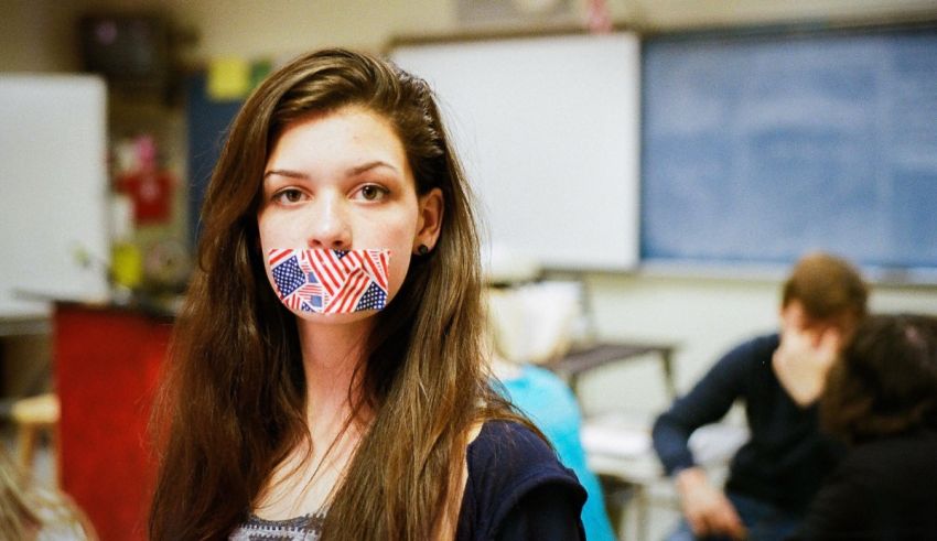 A girl with an american flag taped on her face.