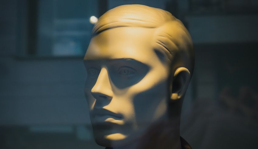A mannequin mannequin in a window display.