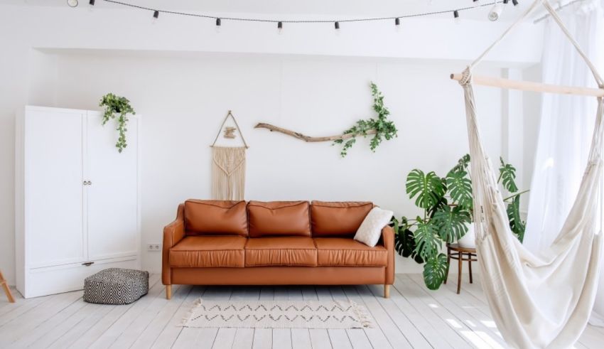 A brown couch in a room.