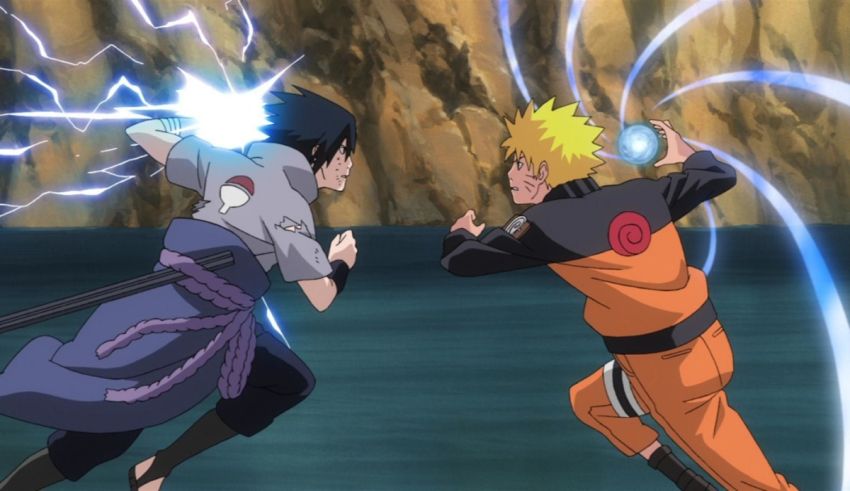 Two naruto characters fighting each other.