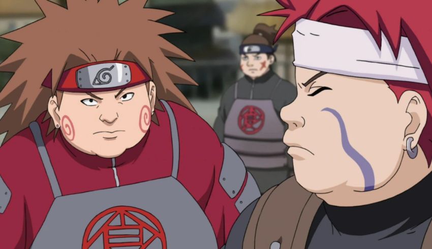Two naruto characters standing next to each other.