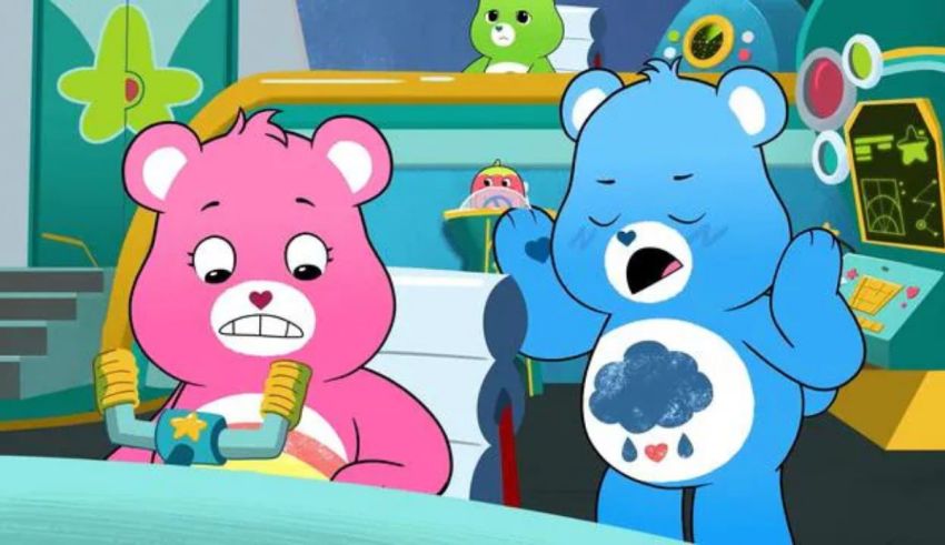 Two cartoon bears in a hospital room.