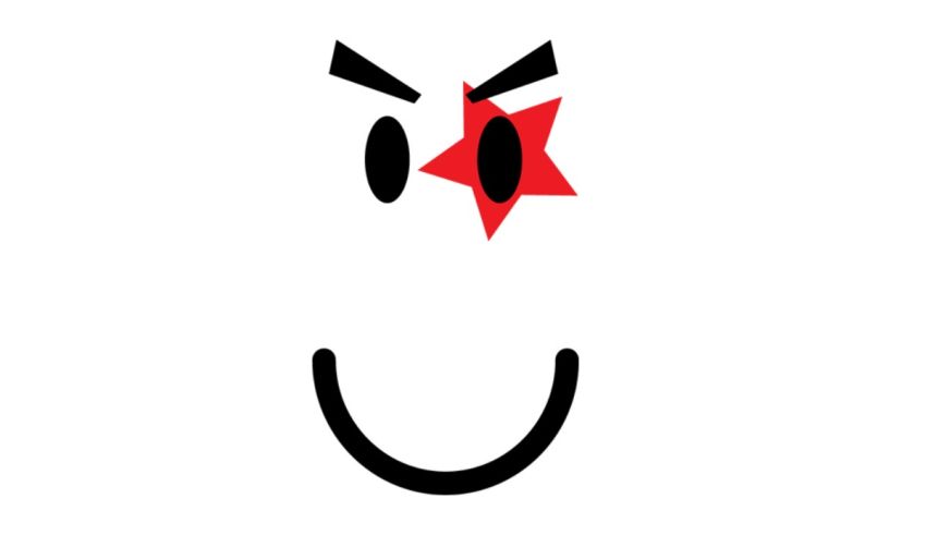 An angry face with a red star on it.