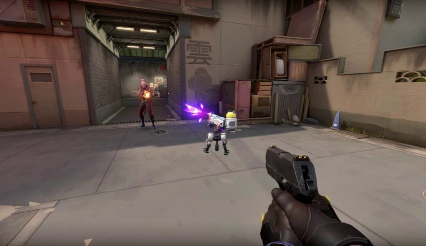 A screenshot of a video game with a gun in it.