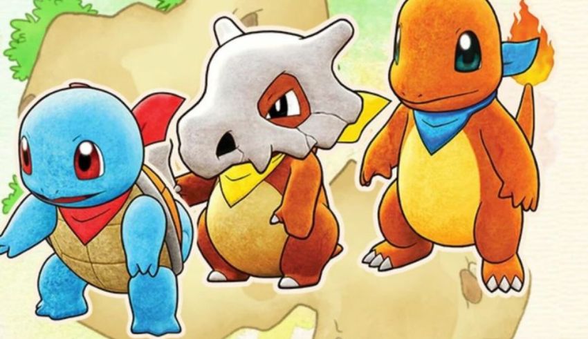 A group of pokemon characters standing next to each other.