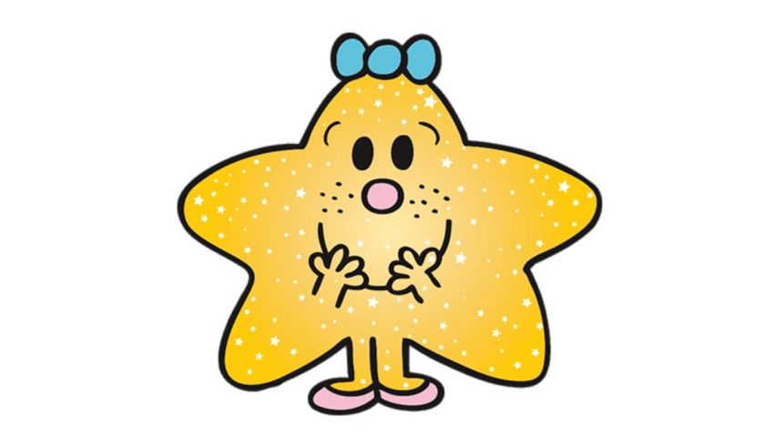 A cartoon star with a bow on her head.