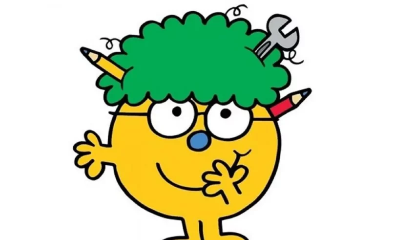 A cartoon character with a green wig and green hair.