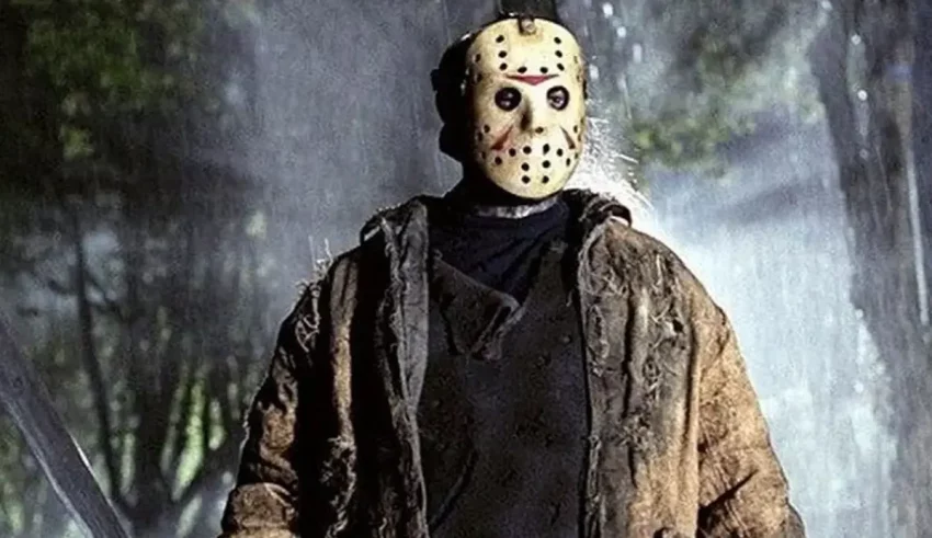 Friday the 13th jason mask in the rain.