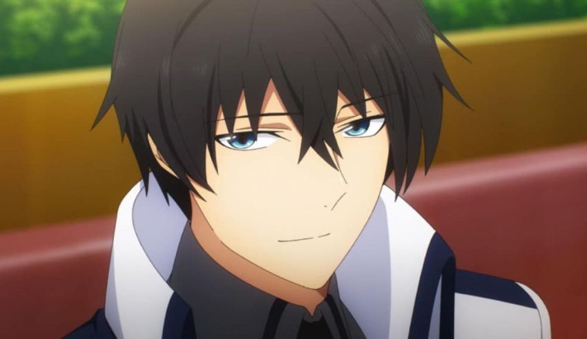 An anime character with blue eyes and black hair.