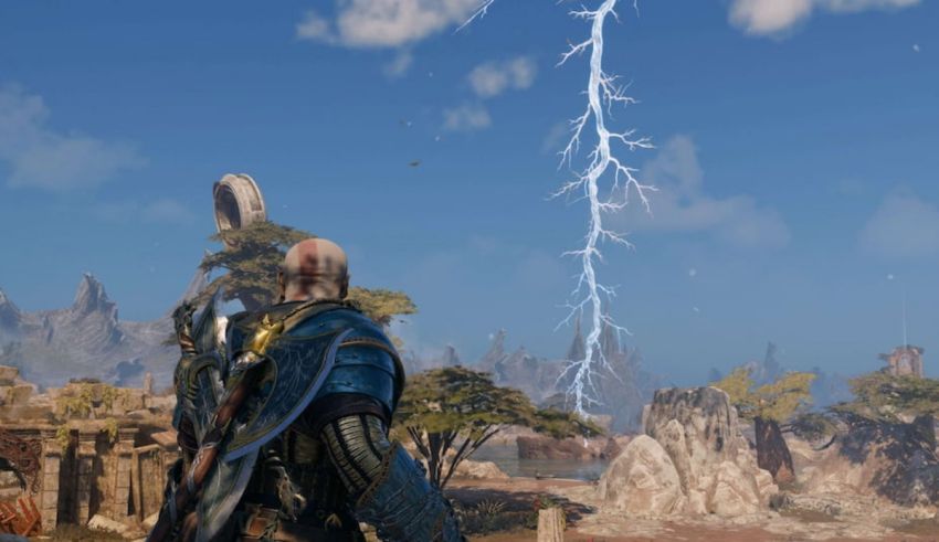 A man is standing in front of a lightning bolt.