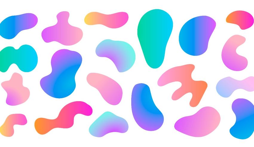 A set of colorful abstract shapes on a white background.