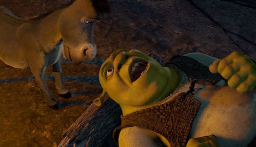 A donkey and a donkey in a scene from shrek.