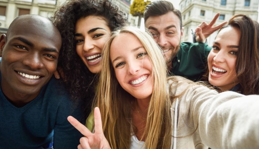 A group of friends taking a selfie.