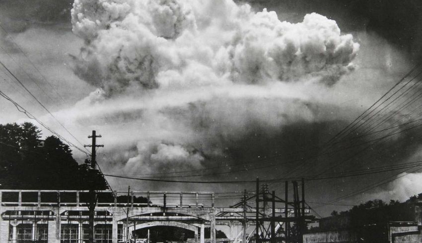 A black and white photo of a large cloud of smoke.