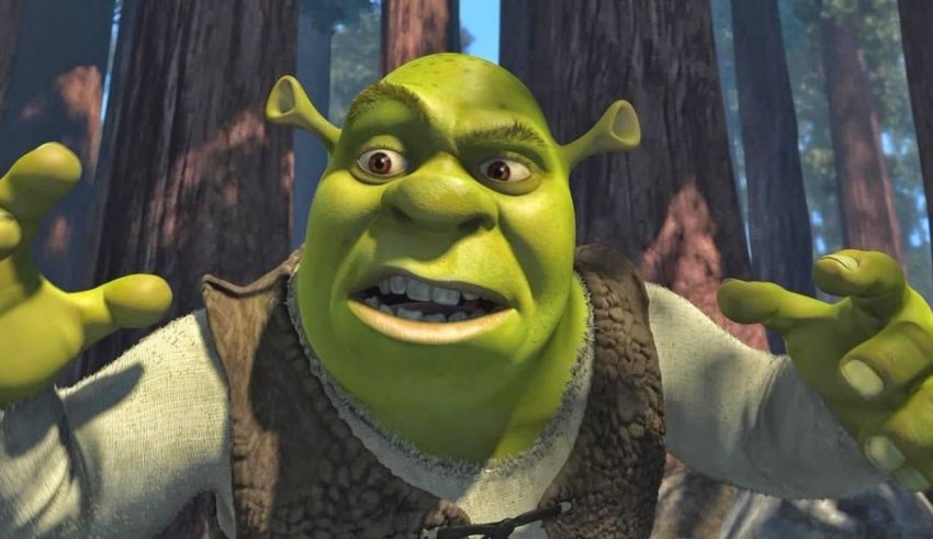 Shrek in the woods.