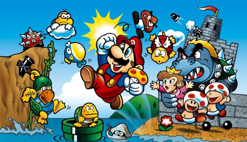 A nintendo mario game with many characters.