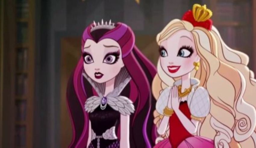 Two princesses are standing next to each other.