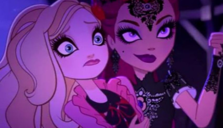 Two monster high girls in a dark room.