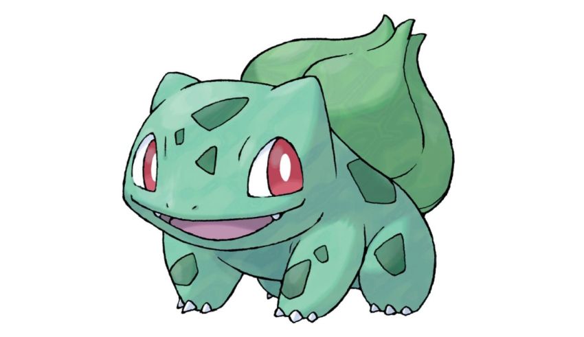 A green pokemon with a smile on its face.