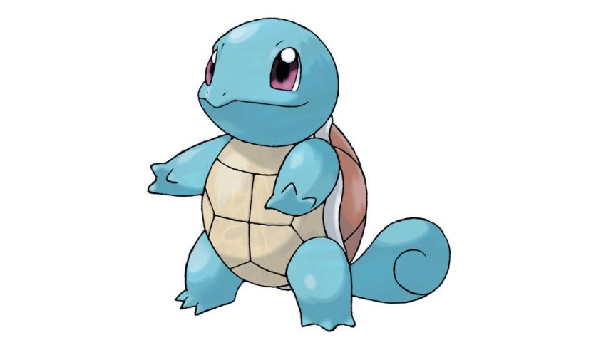 A blue pokemon turtle is standing up.