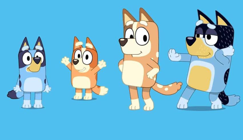 A group of cartoon dogs standing next to each other.