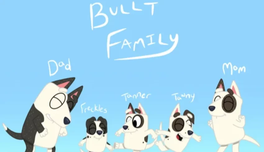 A cartoon of a family of dogs with the words'bult family'.