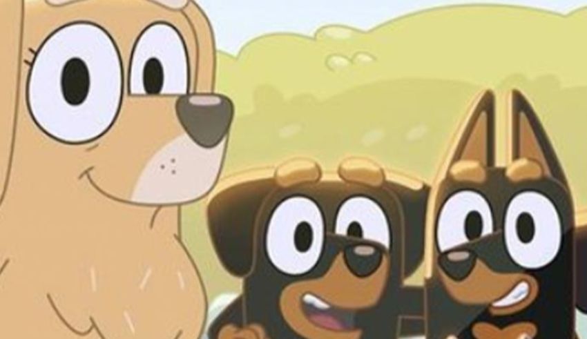 A group of cartoon dogs standing next to each other.