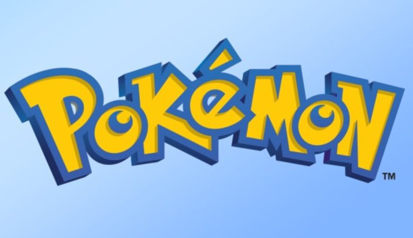 The pokemon logo on a blue background.