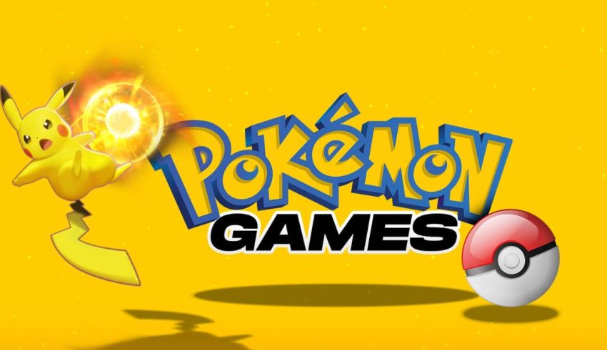 Pokemon games logo on a yellow background.