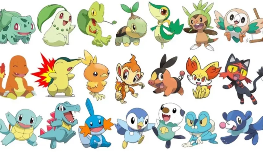 A group of pokemon characters in different poses.