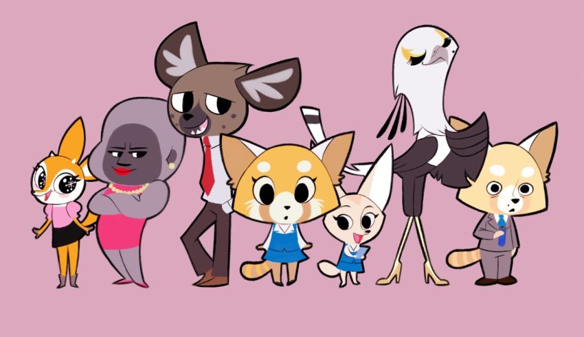 A group of cartoon animals standing next to each other.