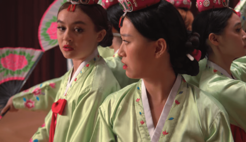 A group of asian women in traditional clothing.