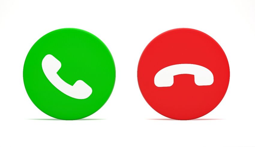 Two red and green phone buttons on a white background.