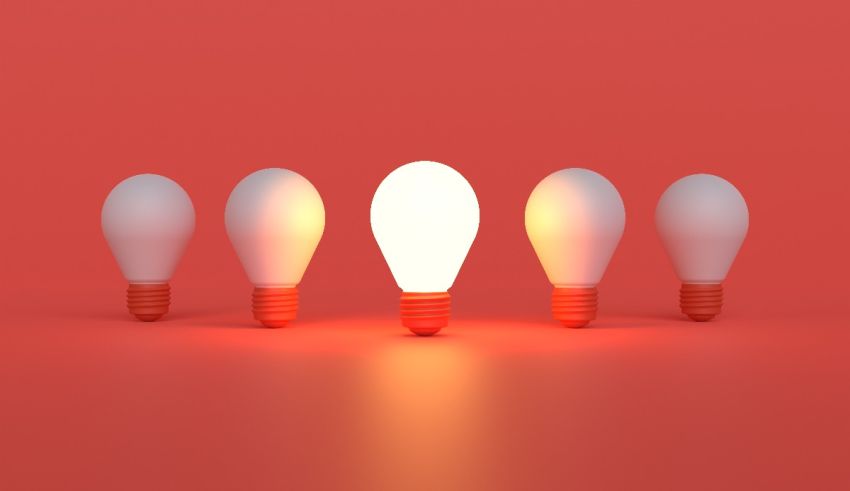 A group of light bulbs on a red background.