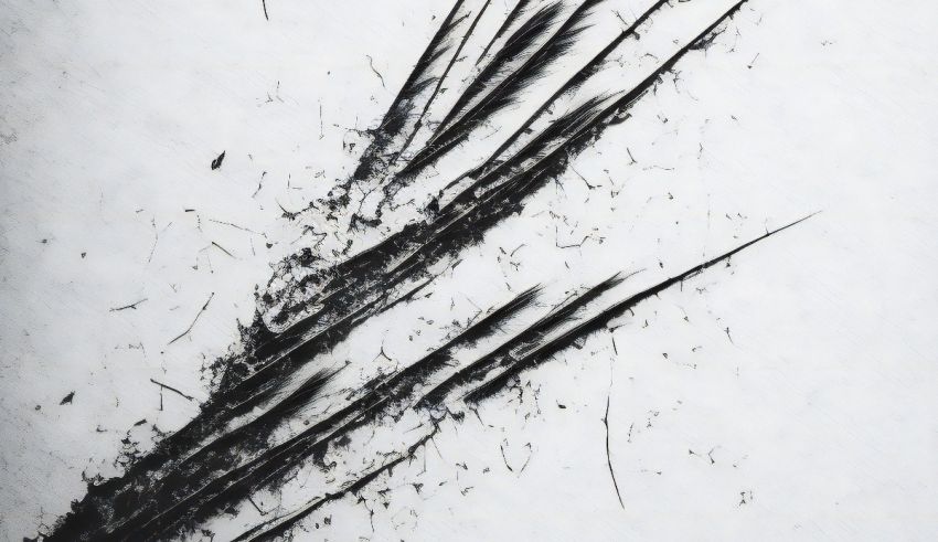 A black and white drawing of a feather.