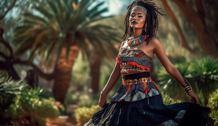 A beautiful african woman in a traditional dress.