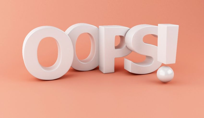 A 3d image of the word oops on an orange background.